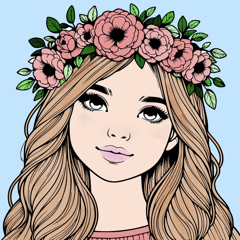 realistic girl with flower crown