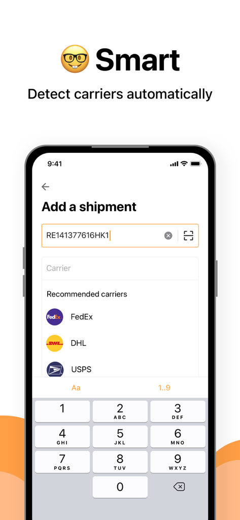 AfterShip Package Tracker - AfterShip app interface showing automatic carrier detection when adding a tracking number