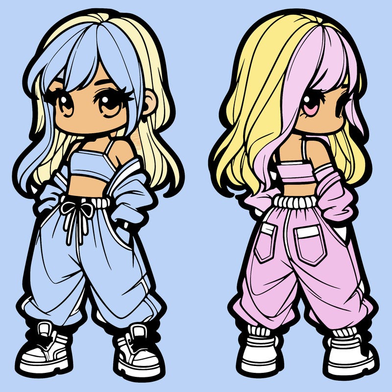 girl in crop top and baggy pants