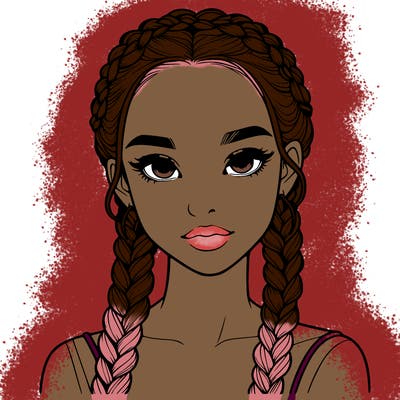 realistic girl with braids