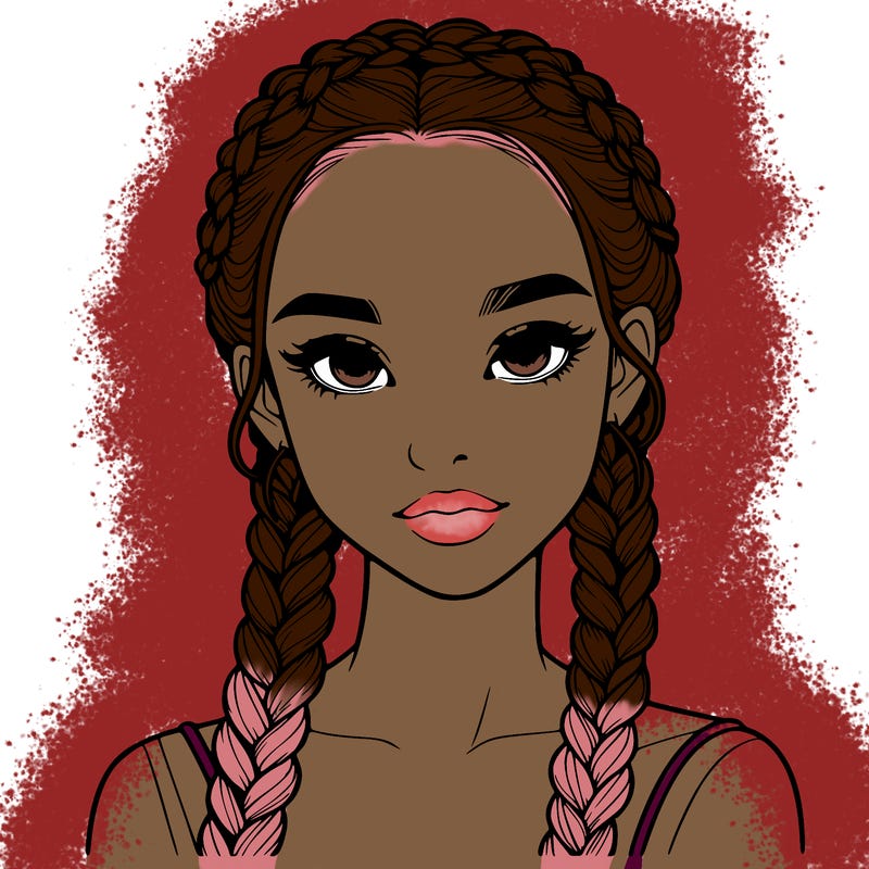 realistic girl with braids