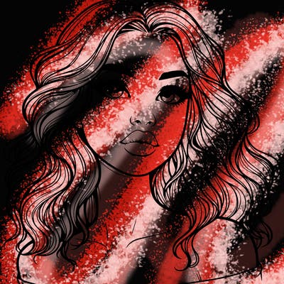 realistic girl with wavy hair and lips