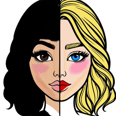 realistic girl split half