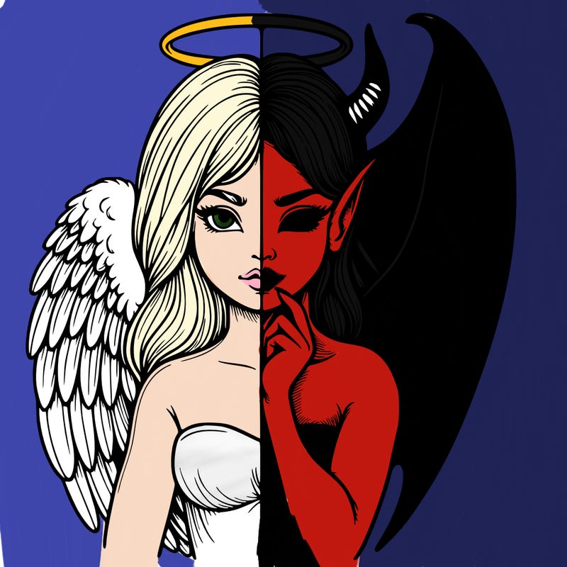 realistic angel half demon