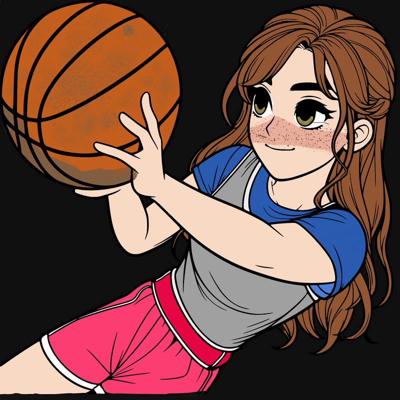 realistic girl playing basketball