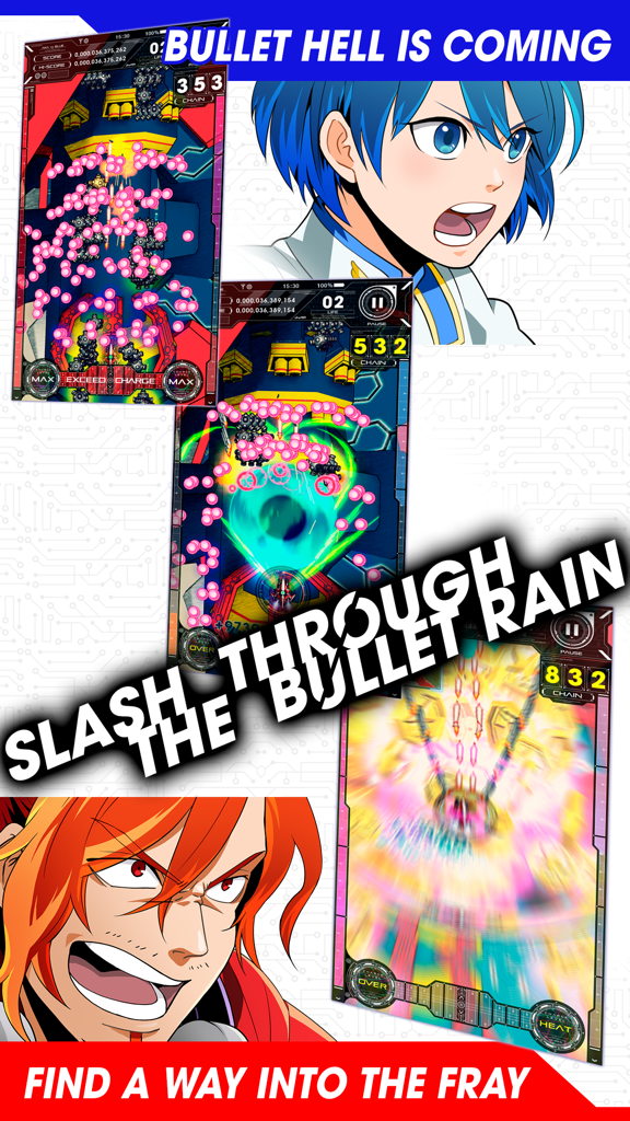 AKA TO BLUE - Gameplay bullet hell ad alta intensità e personaggi anime dal gioco AKA TO BLUE