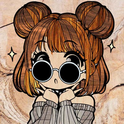 manga girl with hairbuns and sun shape sunglasses