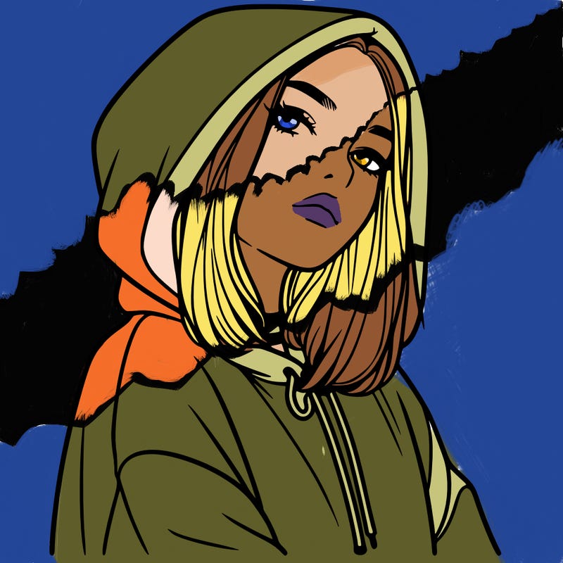 a realistic girl in a hoodie