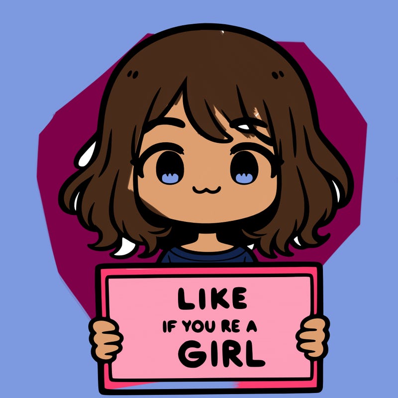 a cute girl holding a sign that says like if you’re a girl