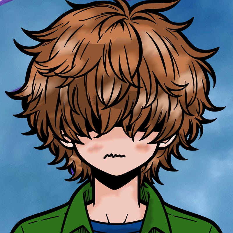 manga boy fluffy hair covering his eyes