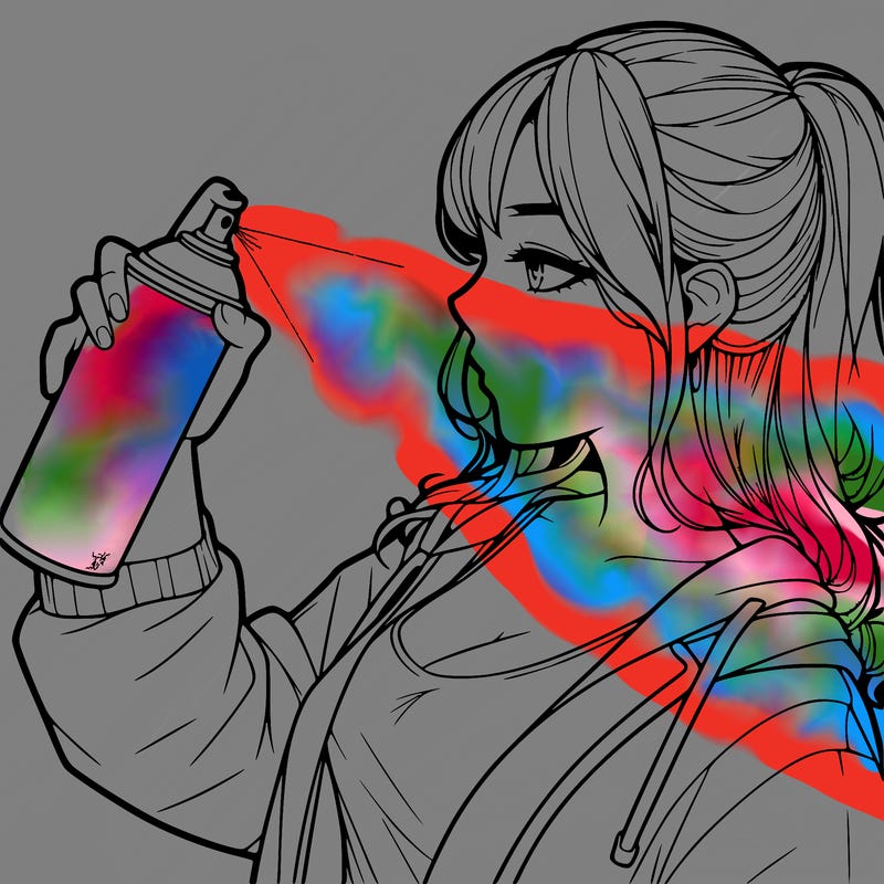 a realistic girl spray, painting