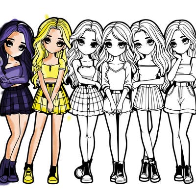 a group of girls realistic