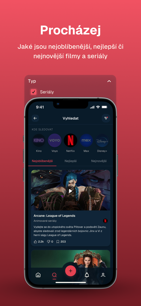 Filmtoro mobile app displaying search results for movies and series across multiple streaming platforms