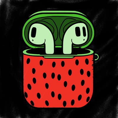 airpods in strawberry case