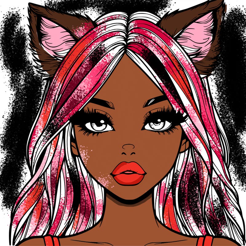 realistic girl with fox ears and realistic lips