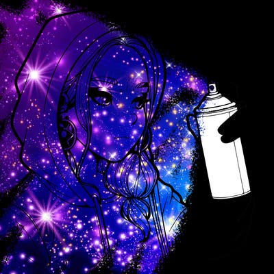 a realistic girl, spray painting