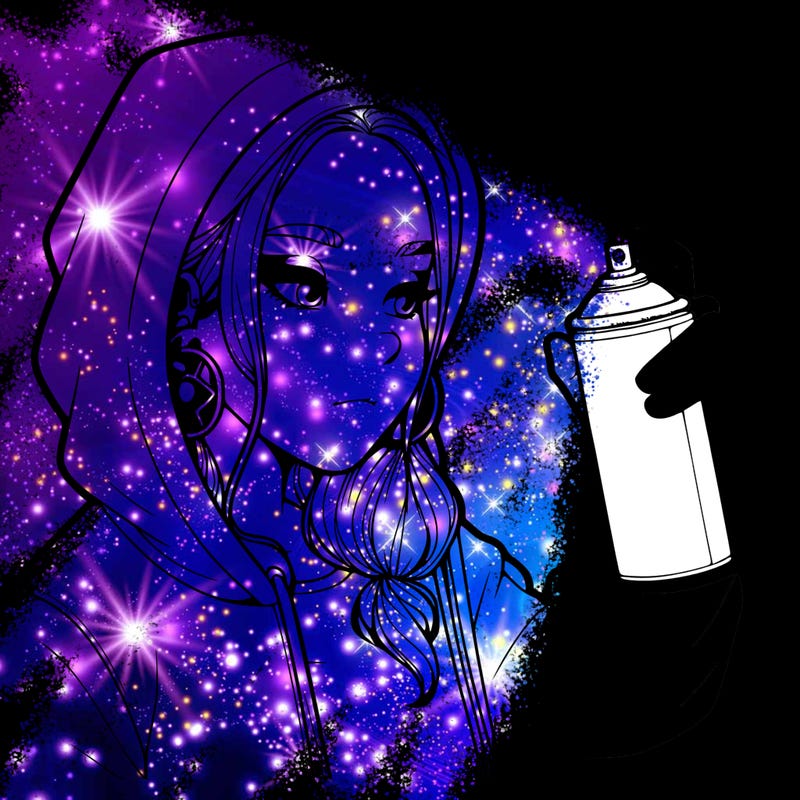 a realistic girl, spray painting