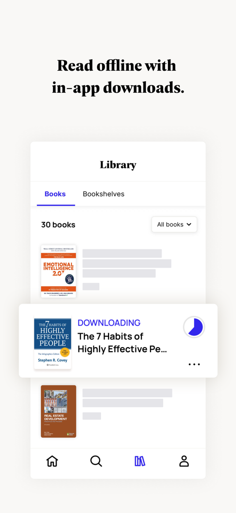 Perlego app library interface showing a book being downloaded for offline reading.