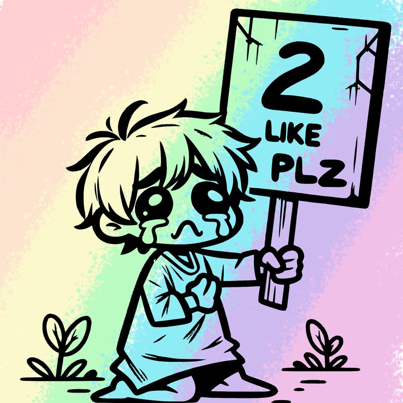 small poor toddler crying with sign that says 2 like plz