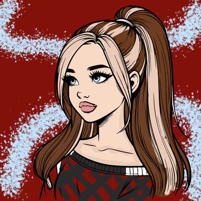 realistic girl with a high ponytail