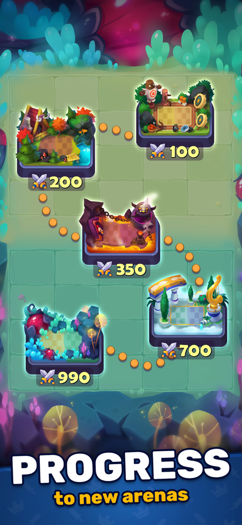 LUDUS・Strategy PvP Card Battle - Um mapa mostrando a progressão através de diferentes arenas de batalha em LUDUS Strategy PvP Card Battle