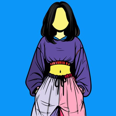 realistic girl faceless with baggy pants and a crop top