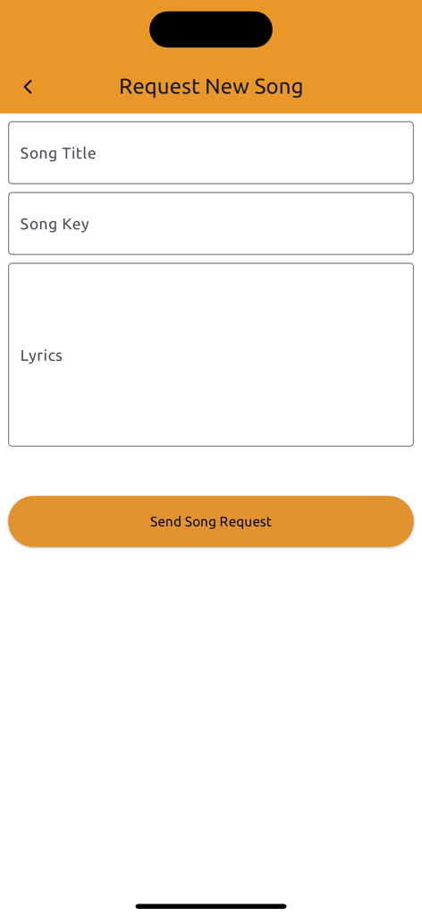 Form to request a new song in the Spoken Word Songbook app