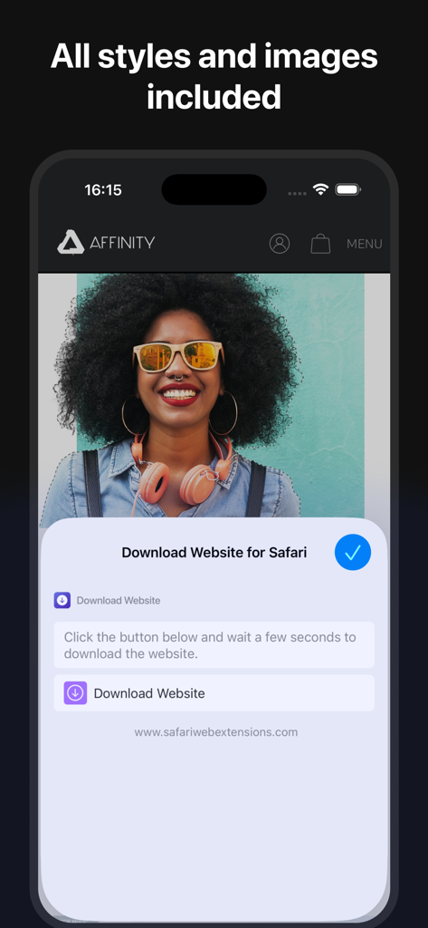 Save Website for Safari - Save Website for Safari extension interface showing a webpage download button with styles and images included.