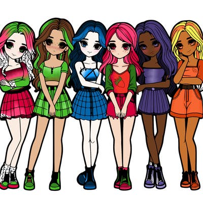 a group of girls realistic