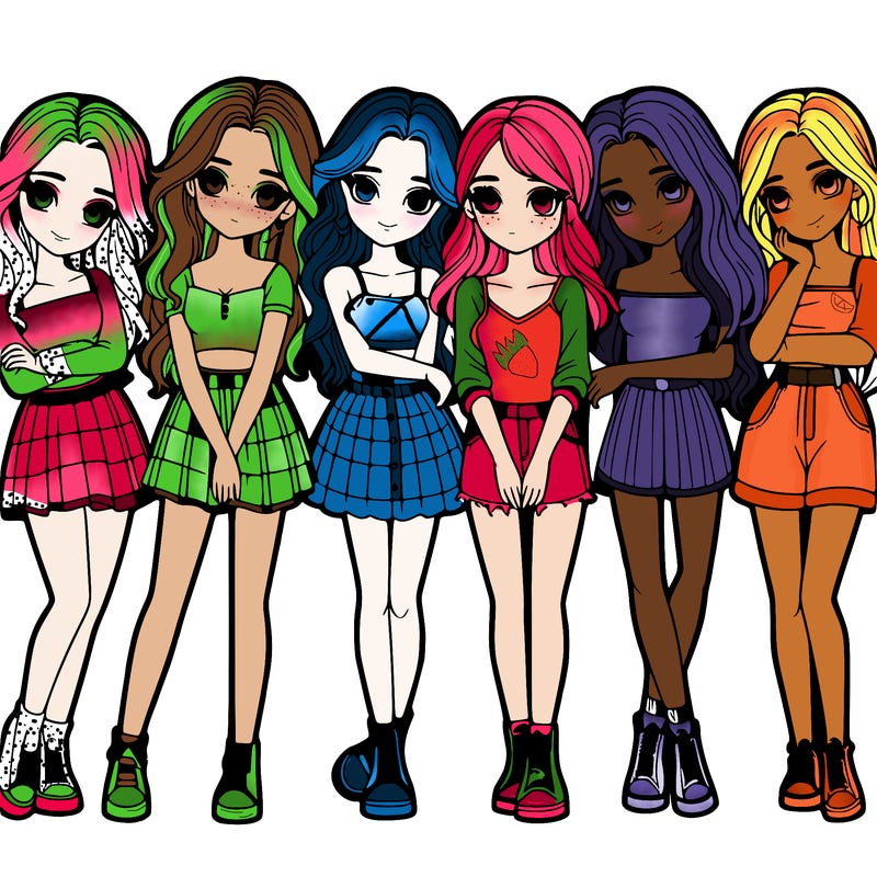 a group of girls realistic