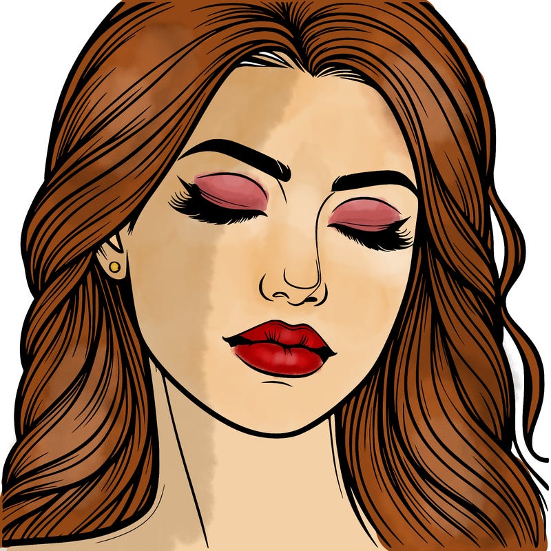 realistic woman with eyes closed