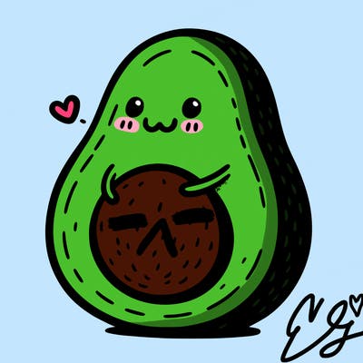 an avocado hugging an avocado