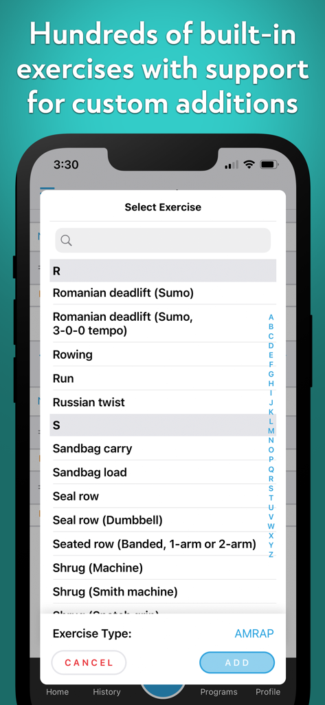 Barbell Medicine - Searchable list of built-in strength training exercises in the Barbell Medicine app
