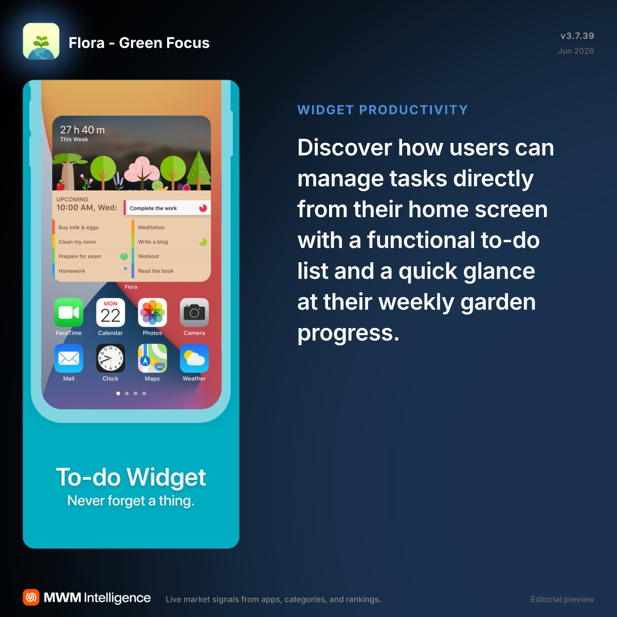 Flora - Green Focus - Productivity App | MWM