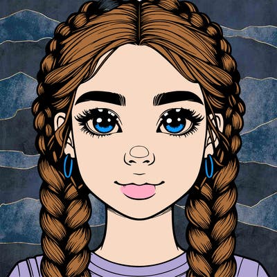 realistic girl with braids