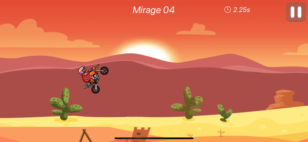 Moto Bike Race Speed Game - A motorcyclist performing a wheelie stunt in a desert landscape during sunset in the Moto Bike Race Speed Game