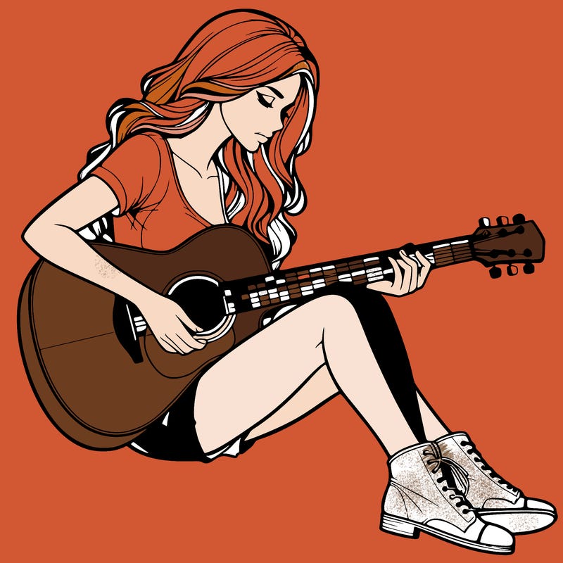 realistic woman play guitar