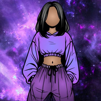 realistic girl faceless with baggy pants and a crop top
