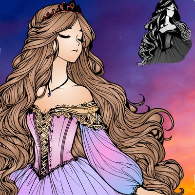 fantasy princess realistic with long hair