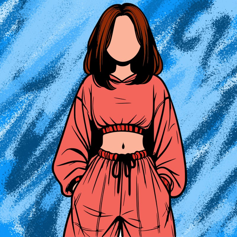 realistic girl faceless with baggy pants and a crop top
