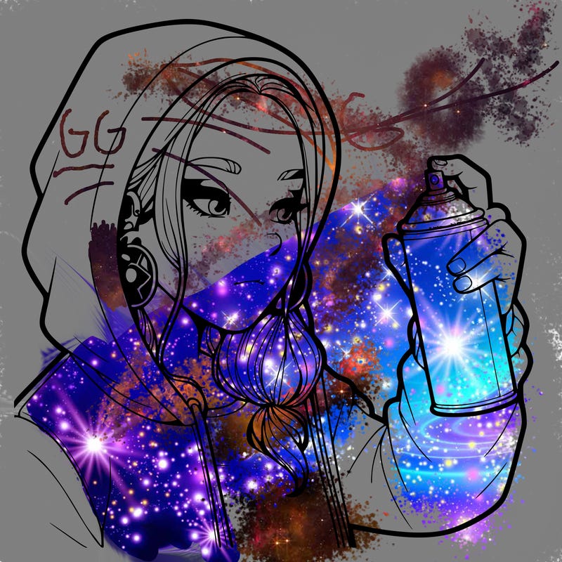 a realistic girl, spray painting