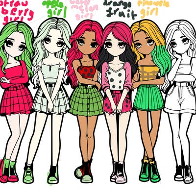 a group of girls realistic