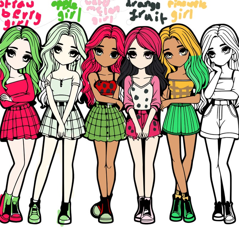 a group of girls realistic