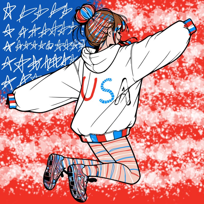 realistic girl jumping with a bun and oversized sweatshirt