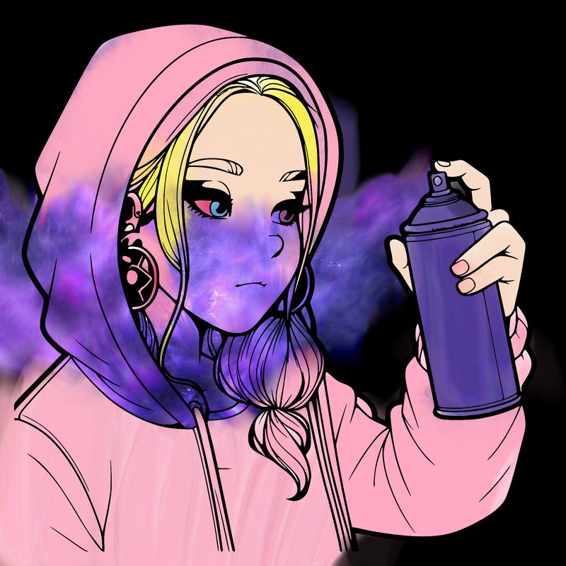 a realistic girl, spray painting