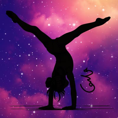 realistic gymnastic hand stand girl in four splits