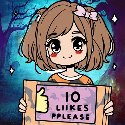 girl holding a sign saying 10 likes please