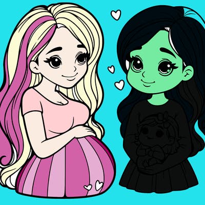 a pregnant woman with a baby girl