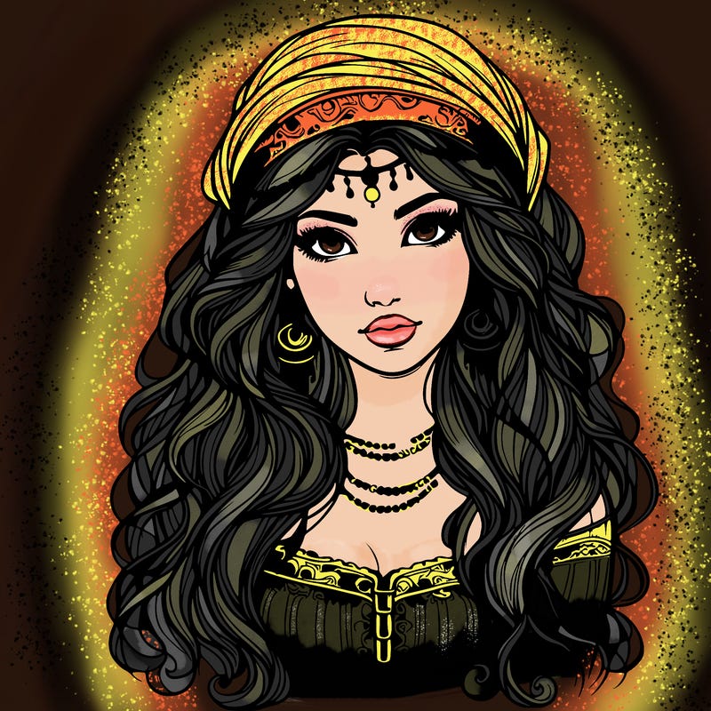 realistic beautiful mysterious gypsy girl