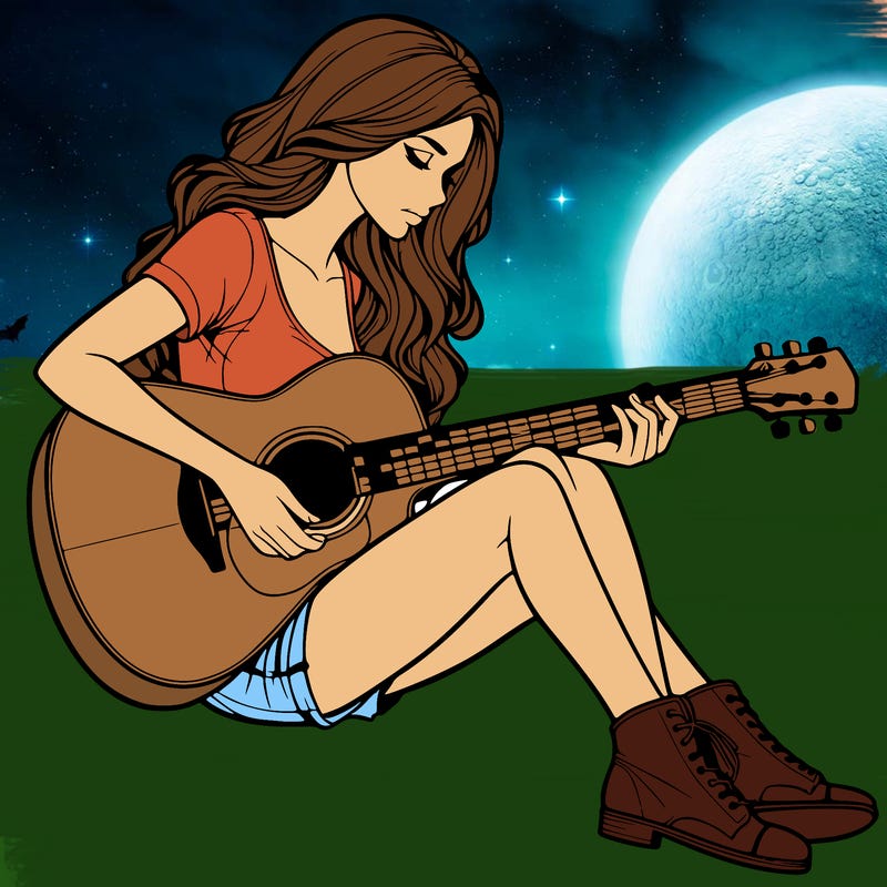 realistic woman play guitar